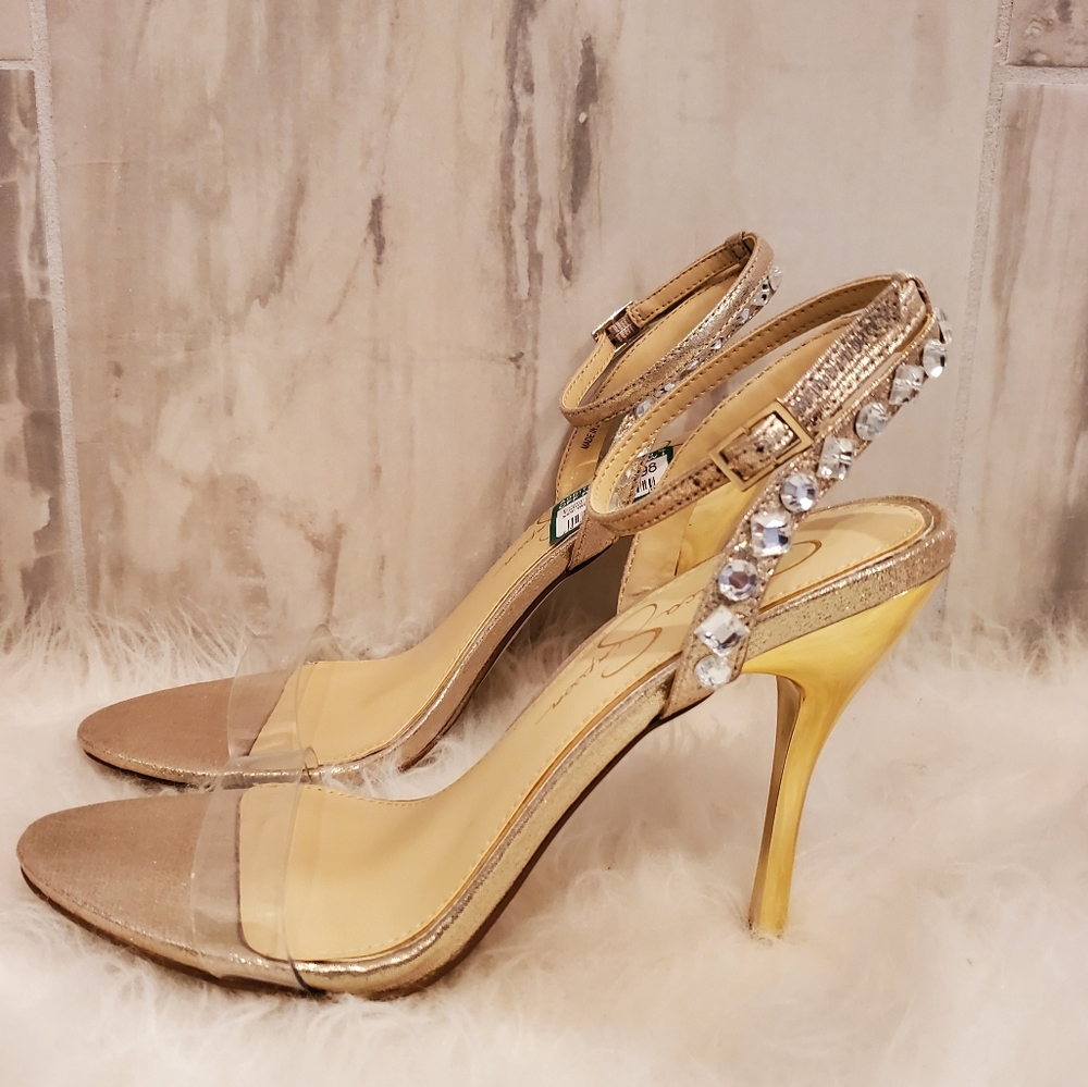 SOLD ! Jessica Simpson Gold Strappy Heels NWT